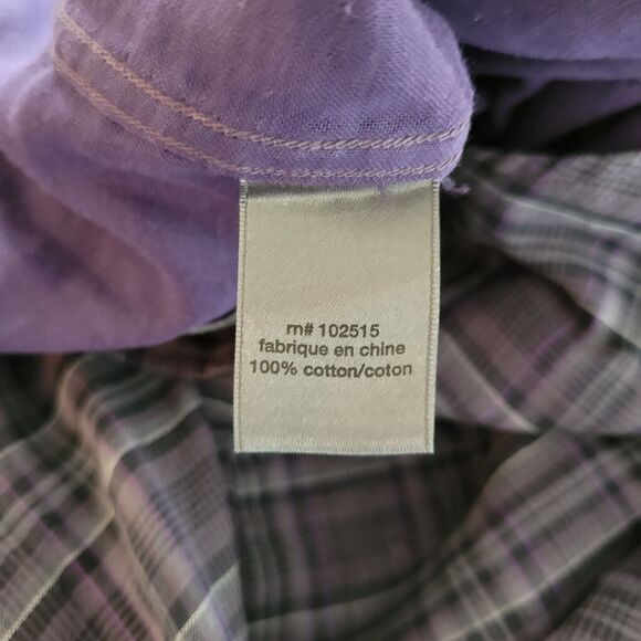 John Varvatos Shirt Mens Large Purple Plaid Lightweight Cotton Button Up - Picture 11 of 11